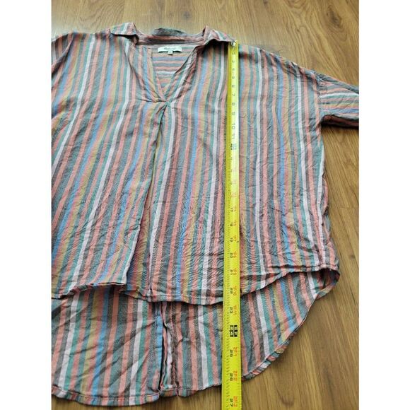 Madewell Women's V-Neck Multicolor Stipe Button-Back Courier Pullover Blouse Siz - Picture 8 of 10